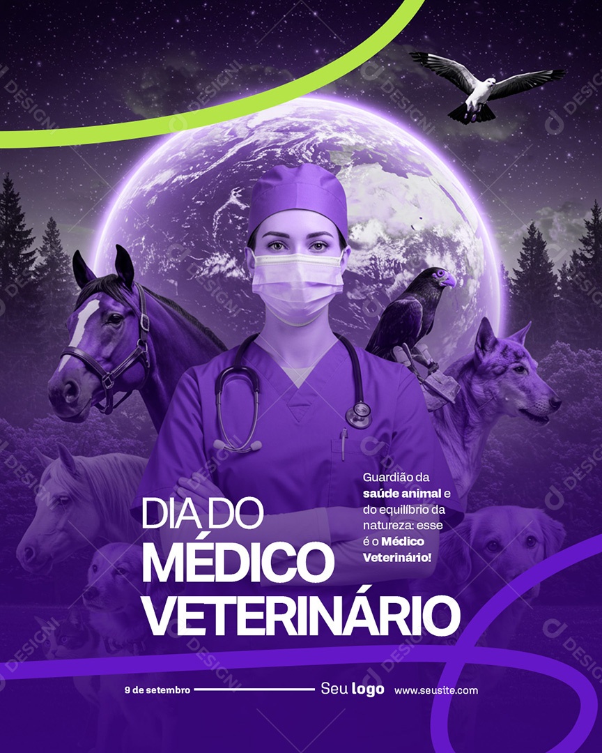 Post Dia do Médico Veterinário Guardião da Saúde Animal Social Media PSD Editável