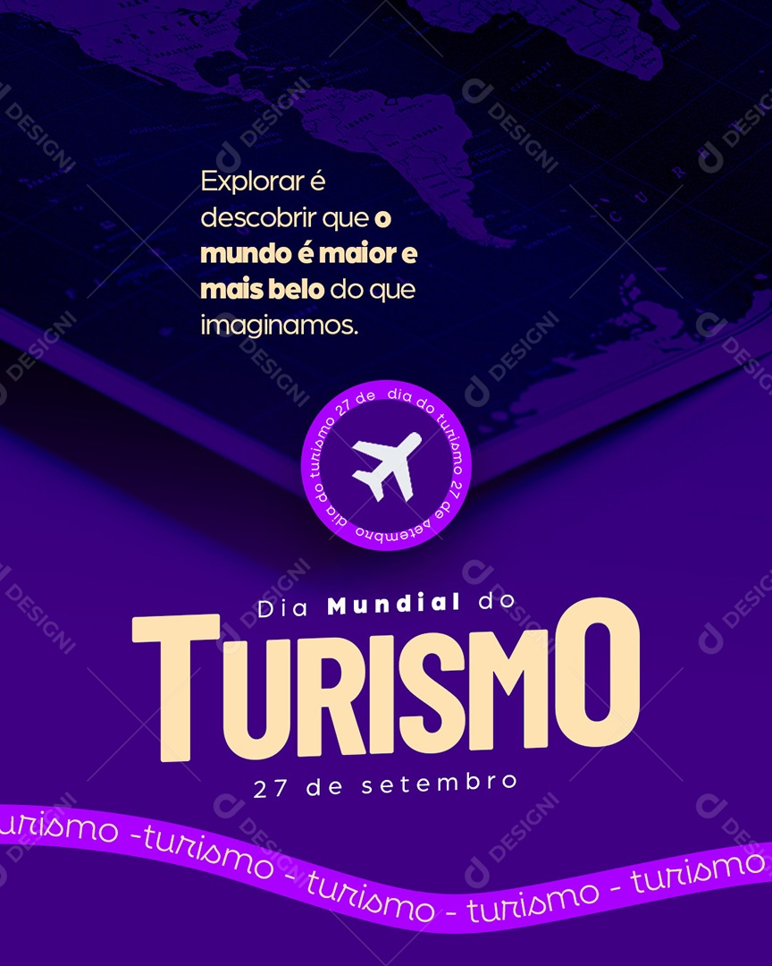 Post Dia do Turismo Explorar é Descobrir que o Mundo é Maior Social Media PSD Editável