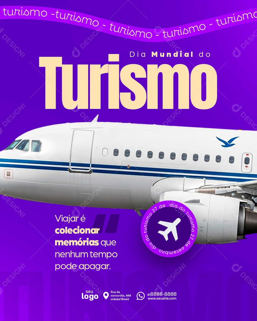Post Dia do Turismo Viajar é Colecionar Memórias Social Media PSD Editável