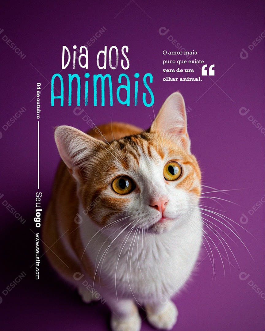 Post Dia dos Animais o Amor Mais Puro que Existe Social Media PSD Editável