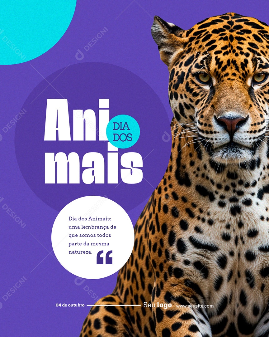 Post Dia dos Animais Uma Lembrança de que Somos Social Media PSD Editável