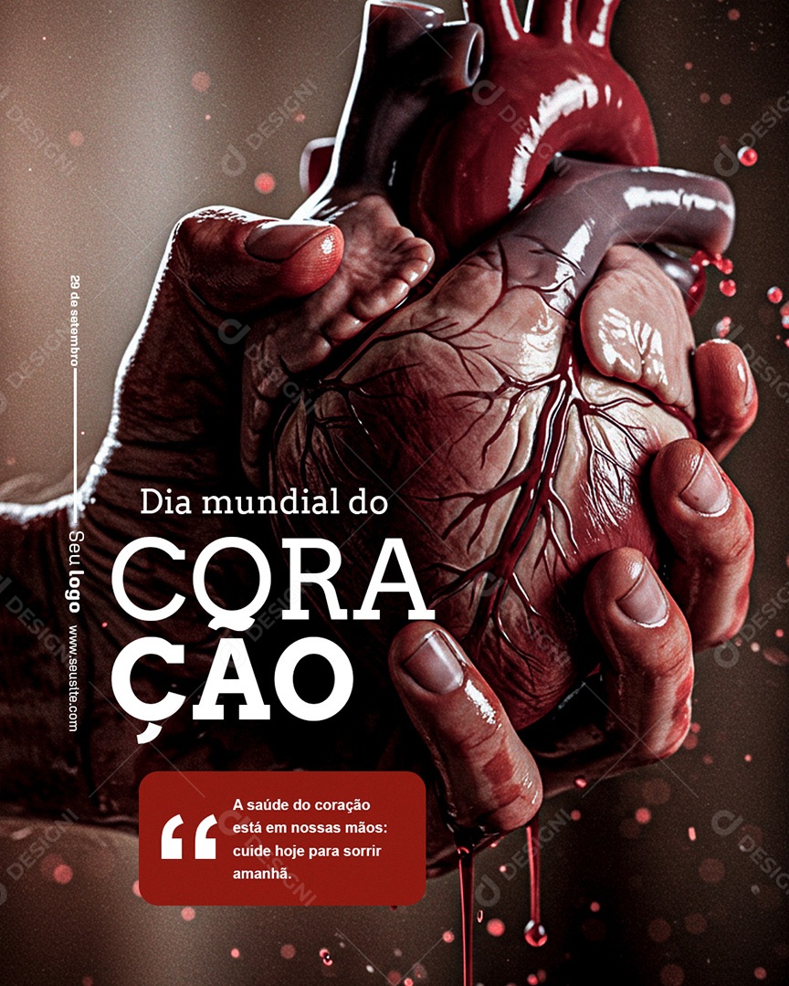 Post Dia Mundial do Coração A Sáude Social Media PSD Editável
