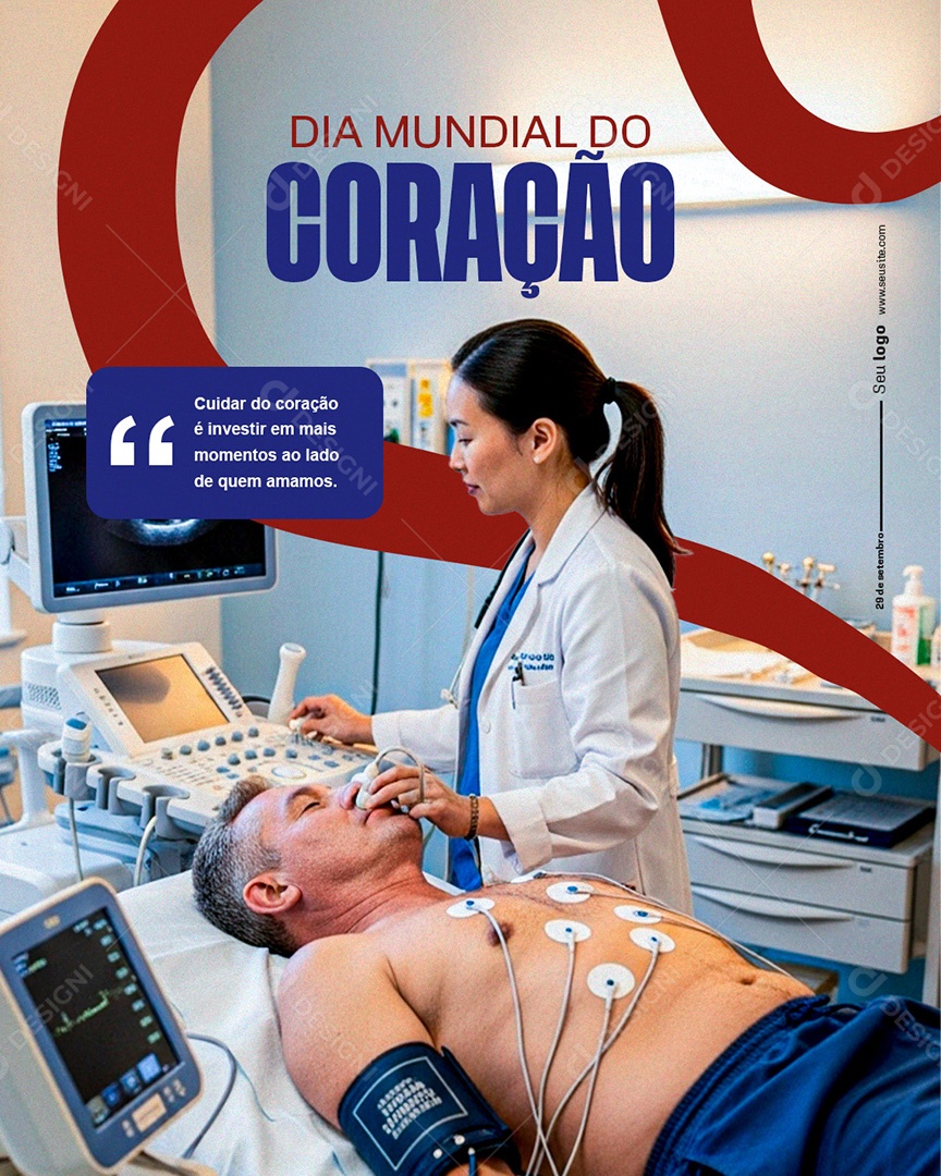 Post Dia Mundial do Coração Cuidar do Coração Social Media PSD Editável