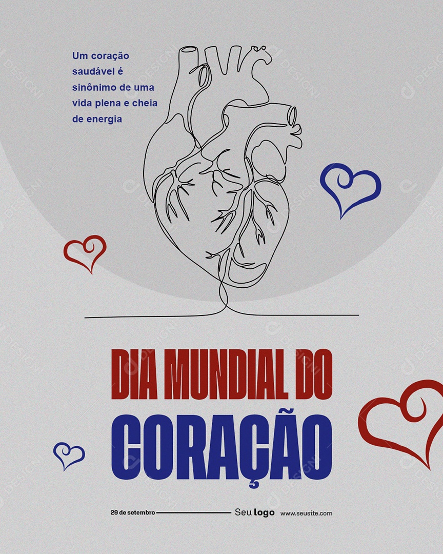 Post Dia Mundial do Coração Um Coração Saudável Social Media PSD Editável
