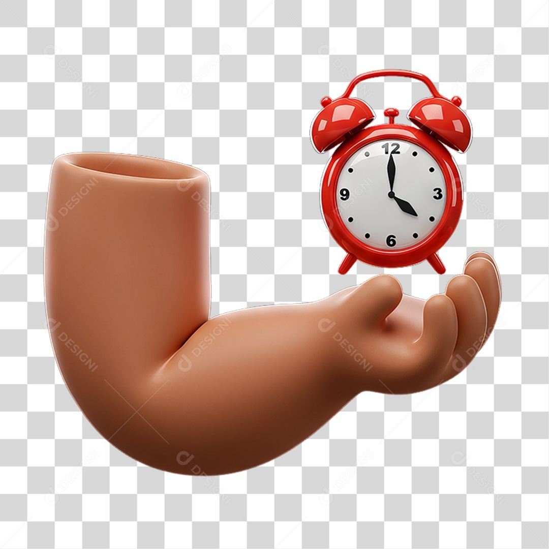 Elemento 3D Mão Segurando Relógio PNG Transparente