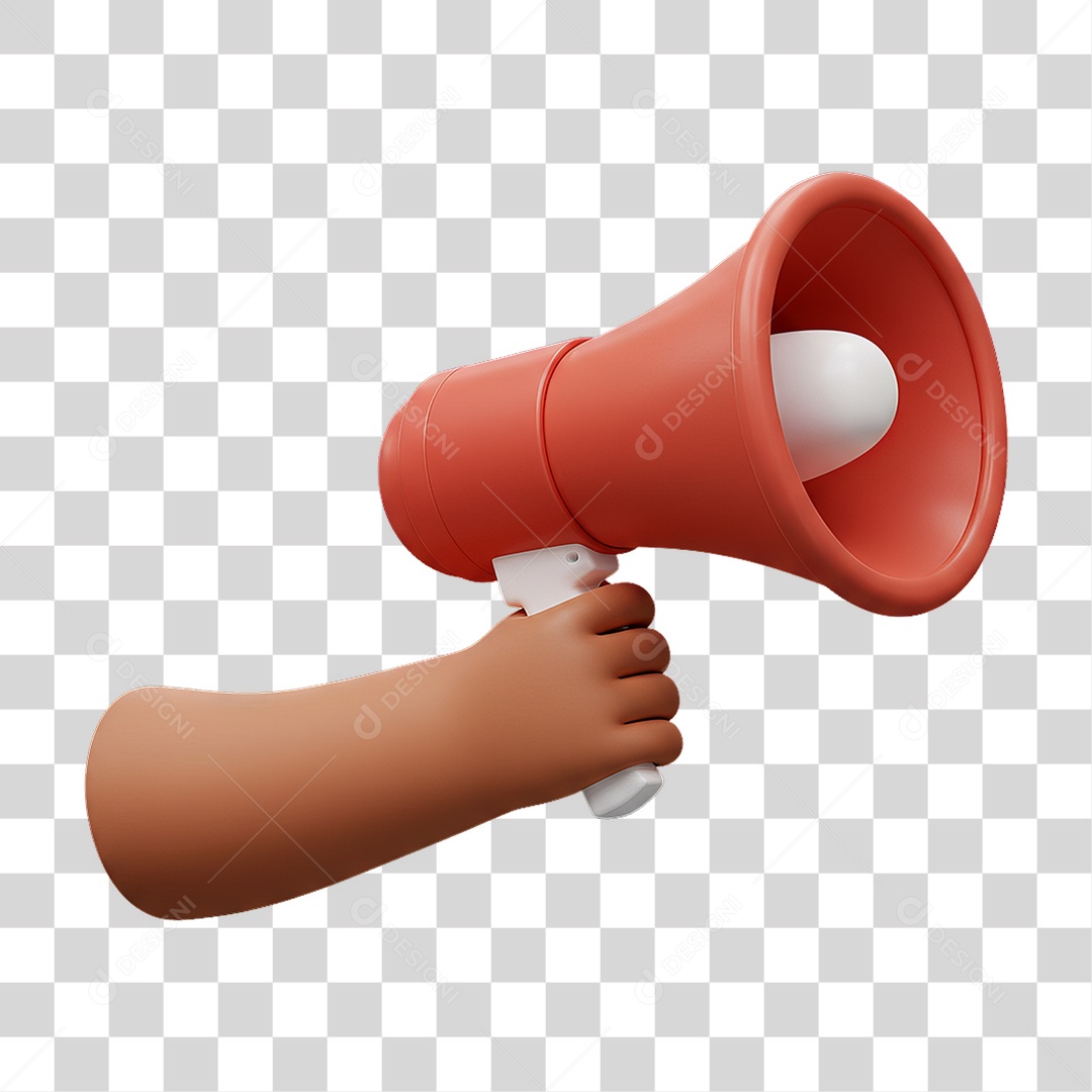 Elemento 3D Mão Segurando Megafone PNG Transparente