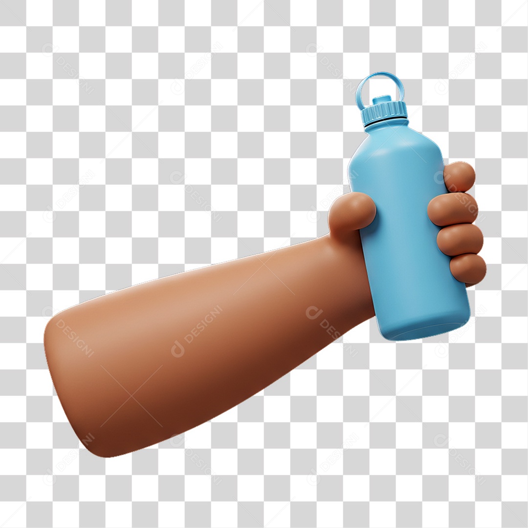 Elemento 3D Mão Segurando Garrafa de Água PNG Transparente