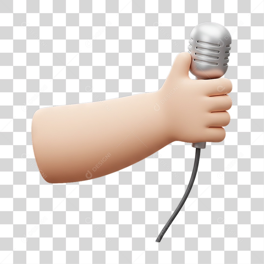 Elemento 3D Mão Segurando Microfone PNG Transparente