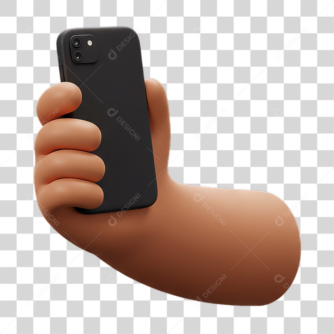 Elemento 3D Mão Segurando Celular PNG Transparente