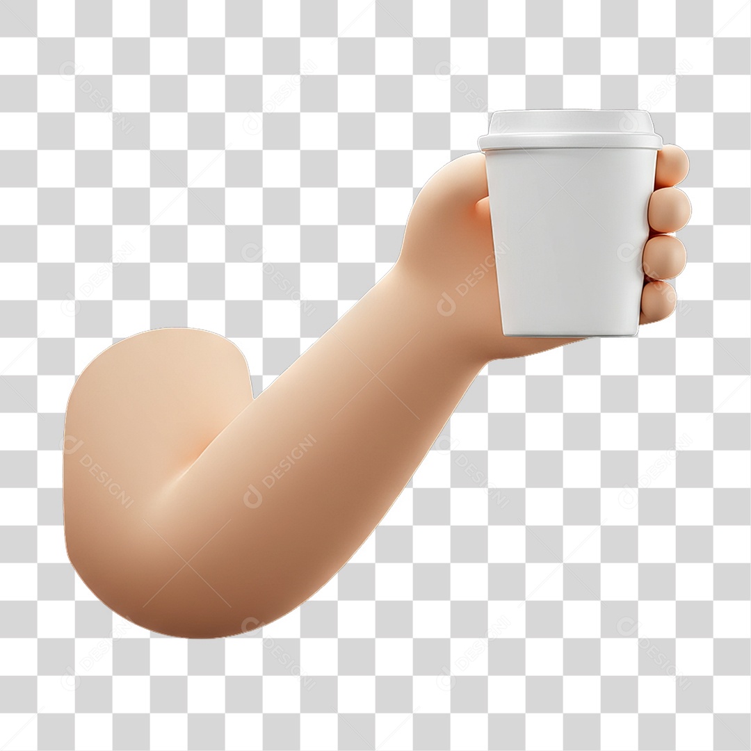 Elemento 3D Mão Segurando Copo de Bebida PNG Transparente