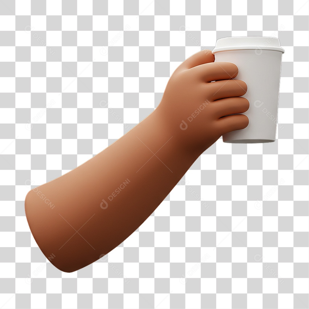 Elemento 3D Mão Segurando Copo de Bebida PNG Transparente