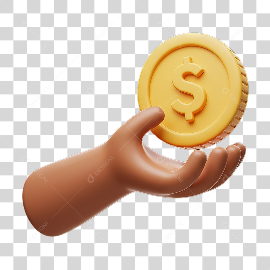 Elemento 3D Mão Segurando Moeda PNG Transparente