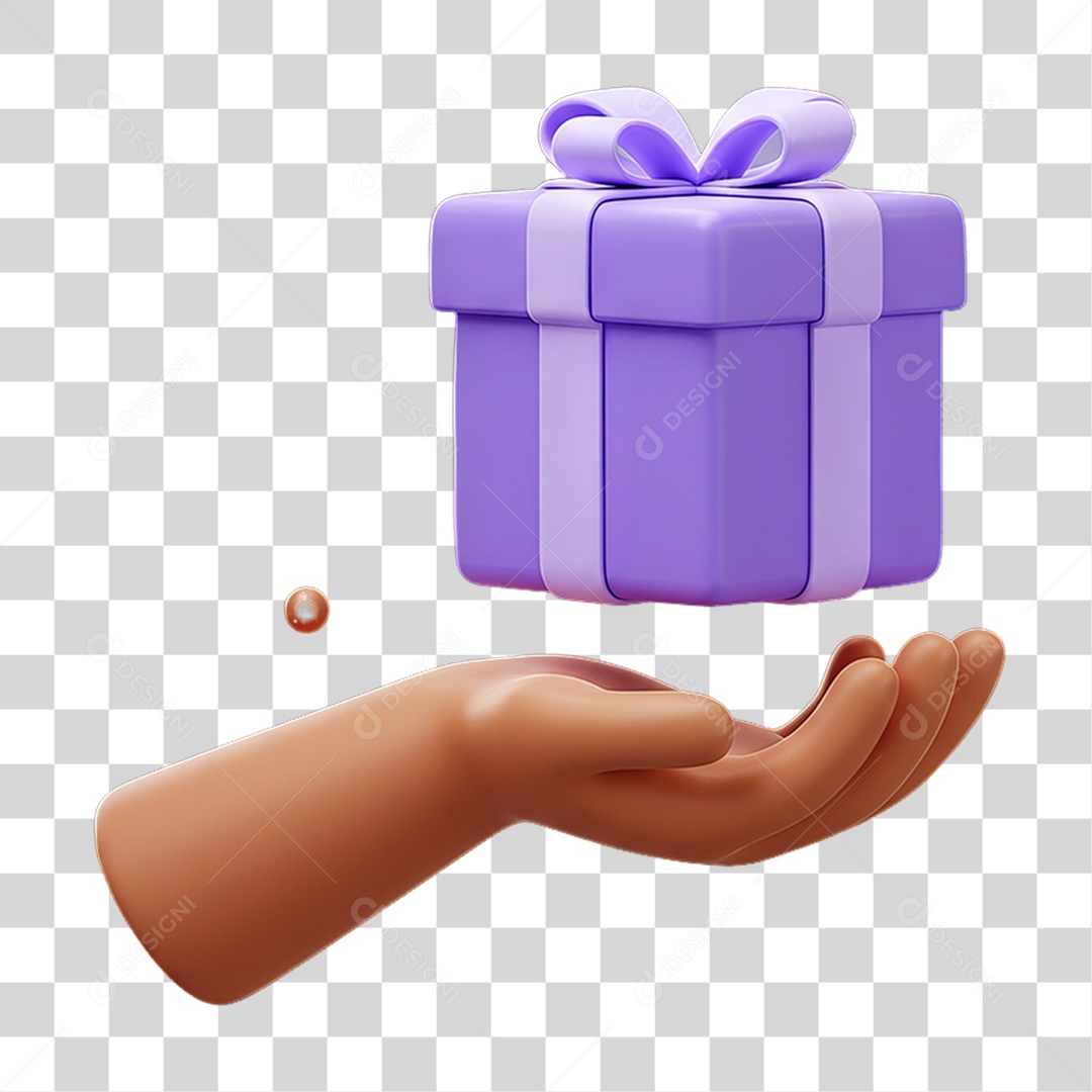 Elemento 3D Mão Segurando Caixa de Presente PNG Transparente
