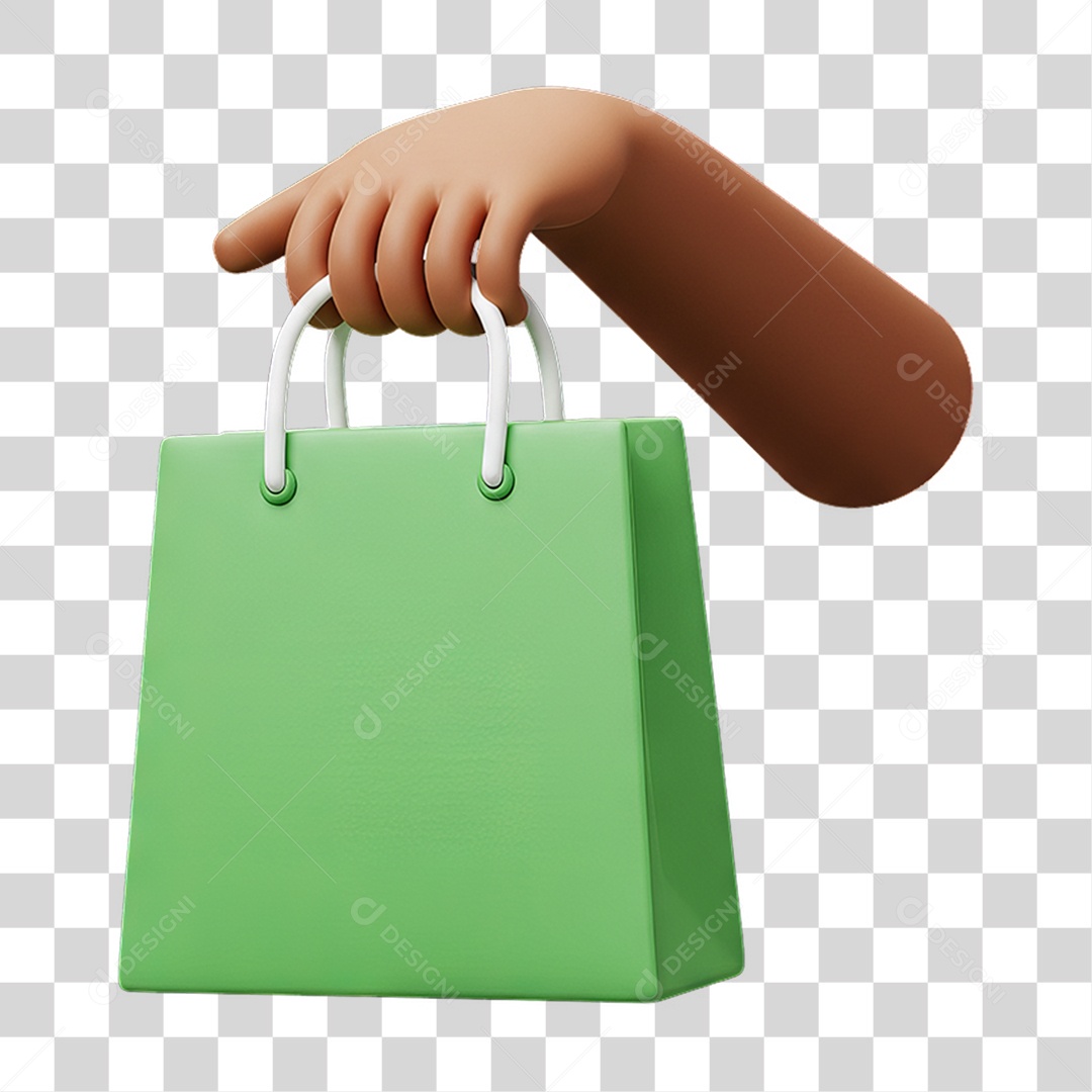 Elemento 3D Mão Segurando Sacola PNG Transparente