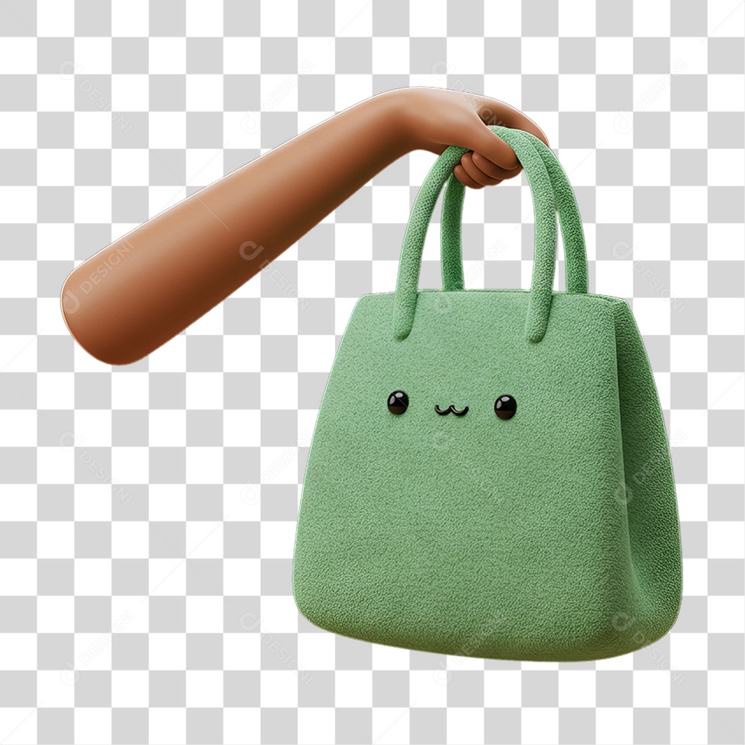 Elemento 3D Mão Segurando Sacola PNG Transparente