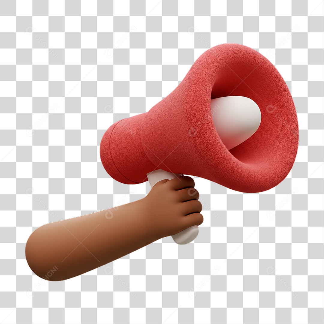 Elemento 3D Mão Segurando Megafone PNG Transparente