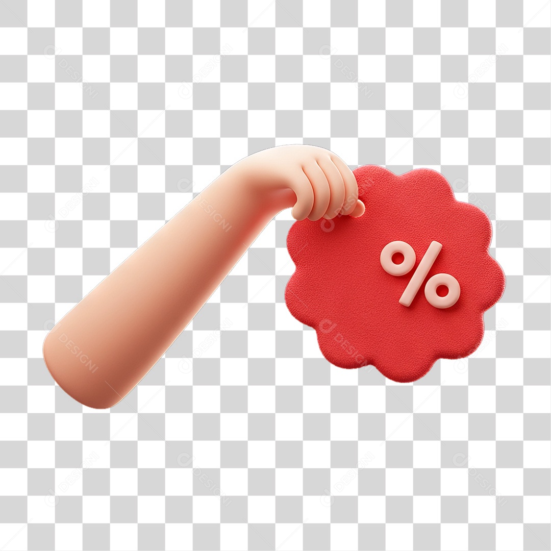 Elemento 3D Mão Segurando Etiqueta PNG Transparente