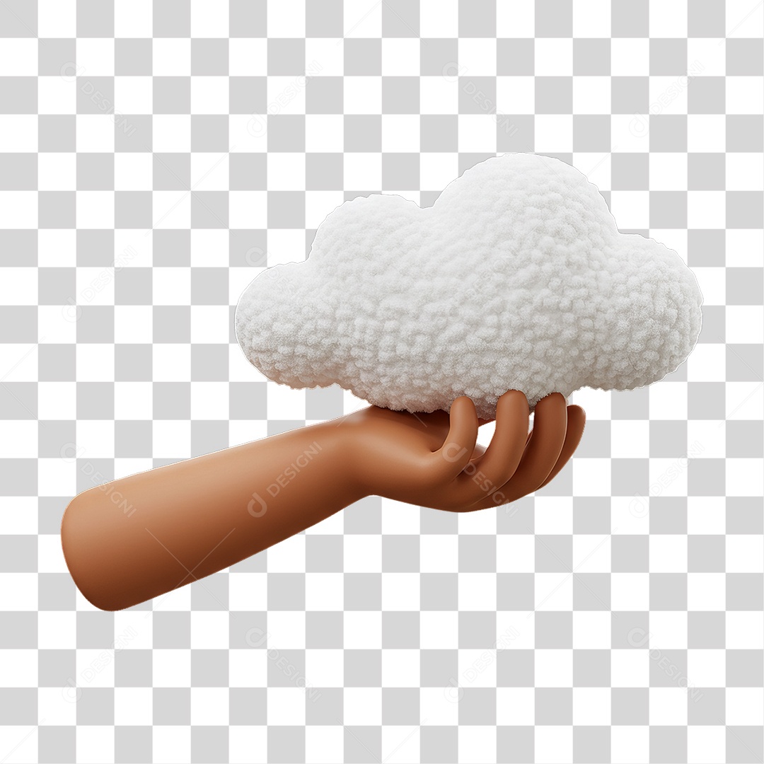 Elemento 3D Mão Segurando Nuvem PNG Transparente