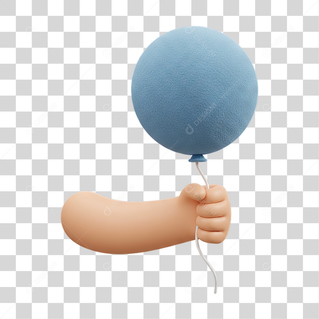 Elemento 3D Mão Segurando Balão PNG Transparente