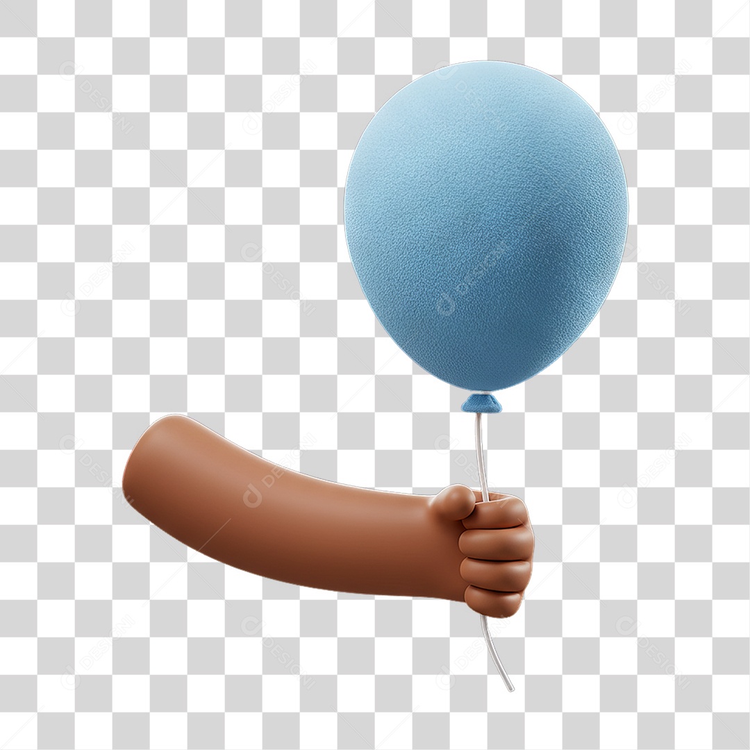 Elemento 3D Mão Segurando Balão PNG Transparente