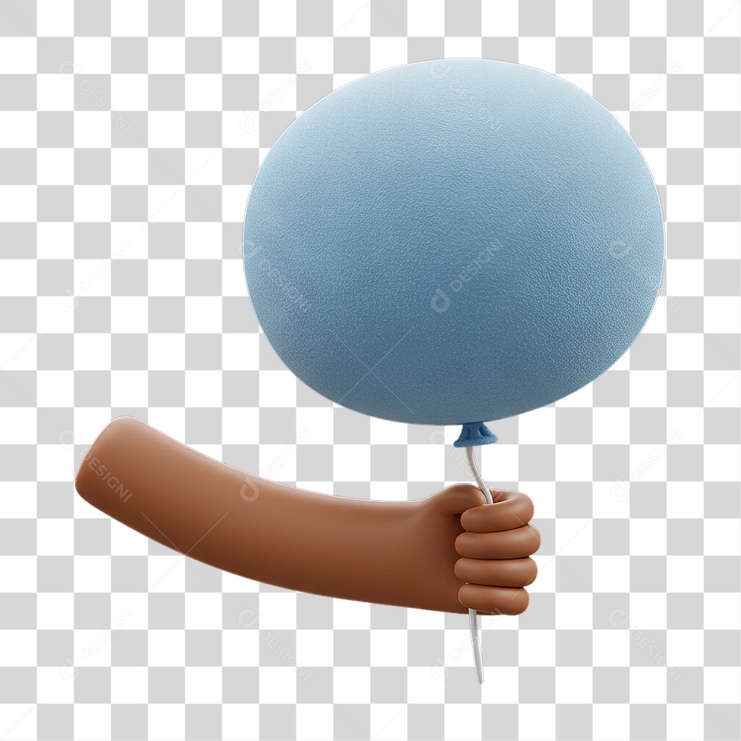 Elemento 3D Mão Segurando Balão PNG Transparente