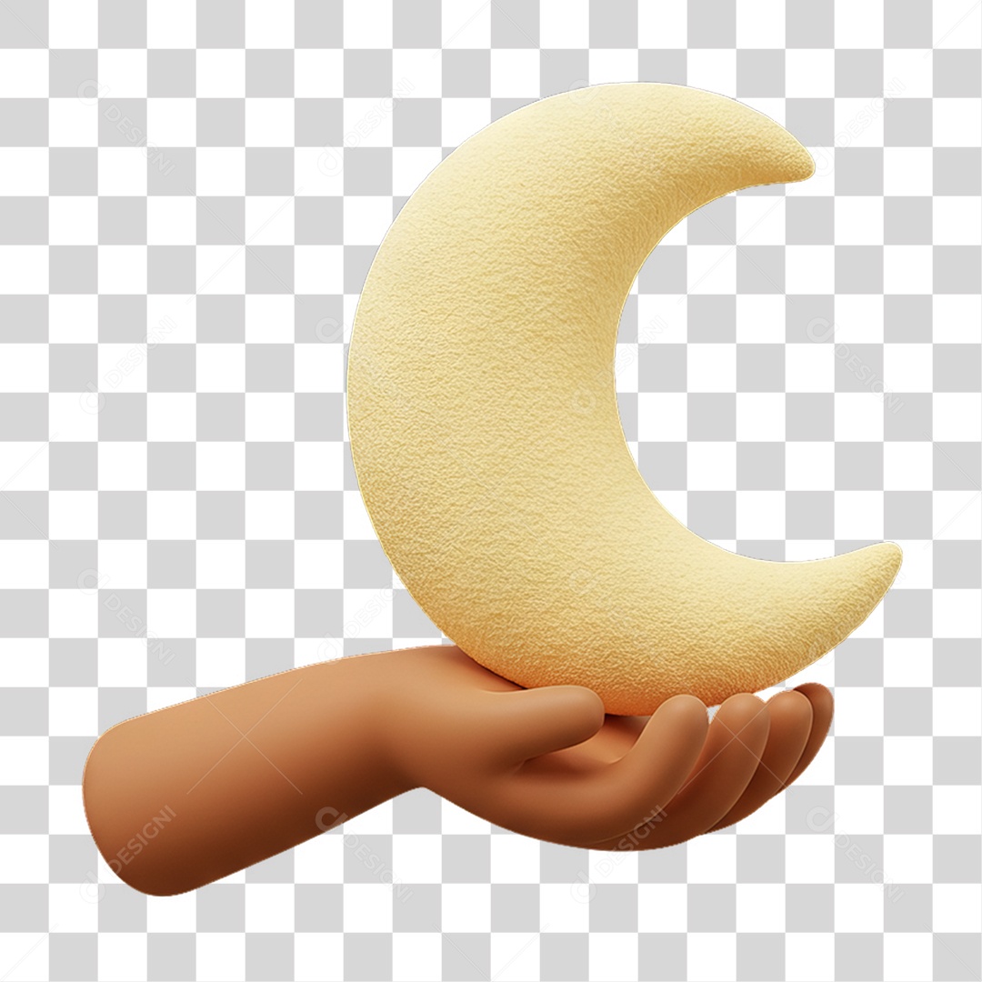 Elemento 3D Mão Segurando Lua PNG Transparente