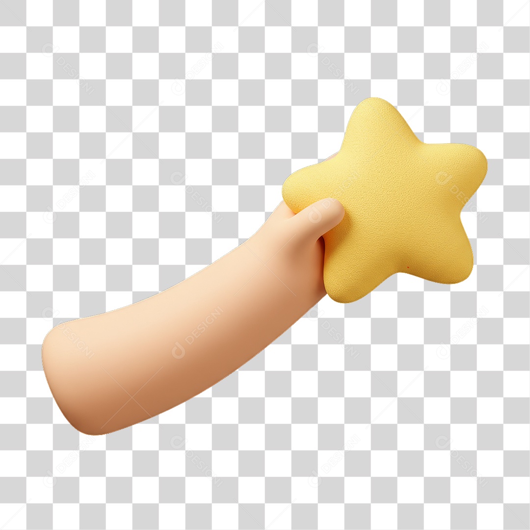 Elemento 3D Mão Segurando Estrela PNG Transparente