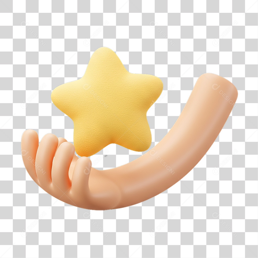 Elemento 3D Mão Segurando Estrela PNG Transparente