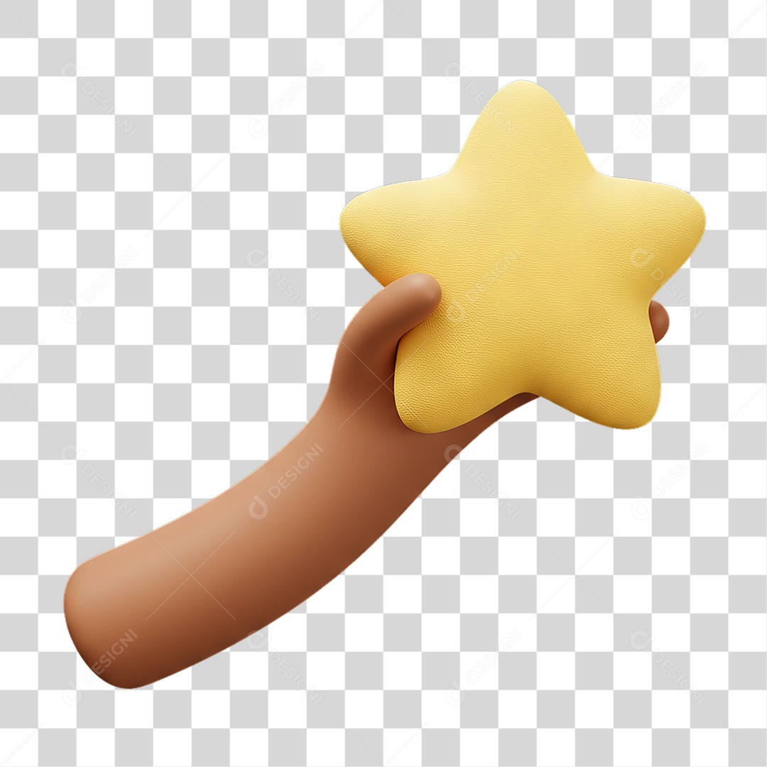 Elemento 3D Mão Segurando Estrela PNG Transparente