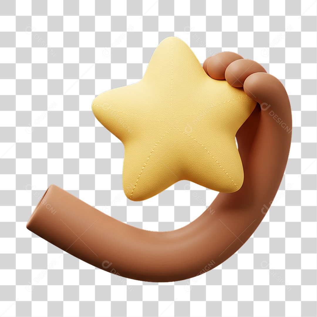 Elemento 3D Mão Segurando Estrela PNG Transparente