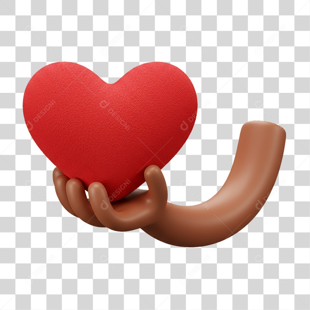 Elemento 3D Mão Segurando Coração PNG Transparente