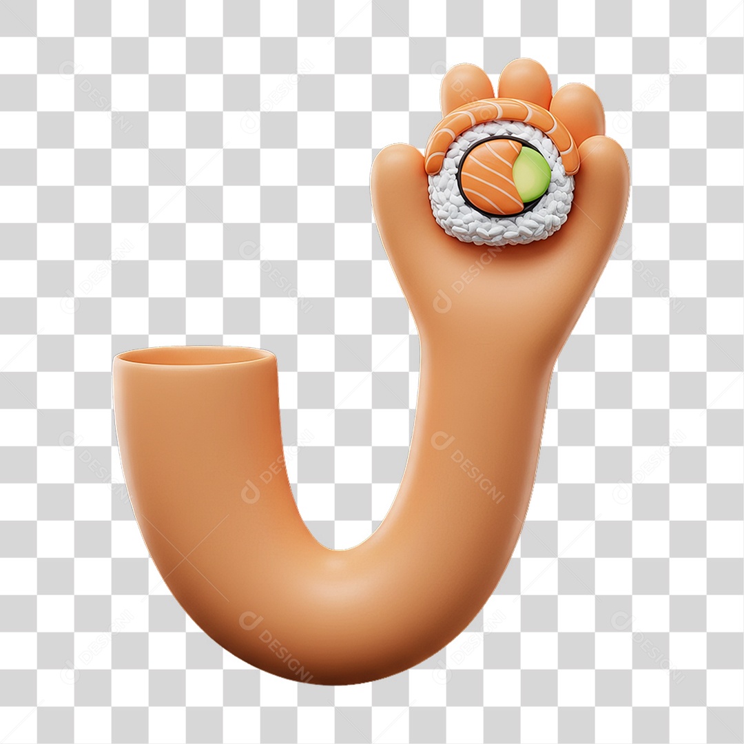 Elemento 3D Mão Segurando Sushi PNG Transparente