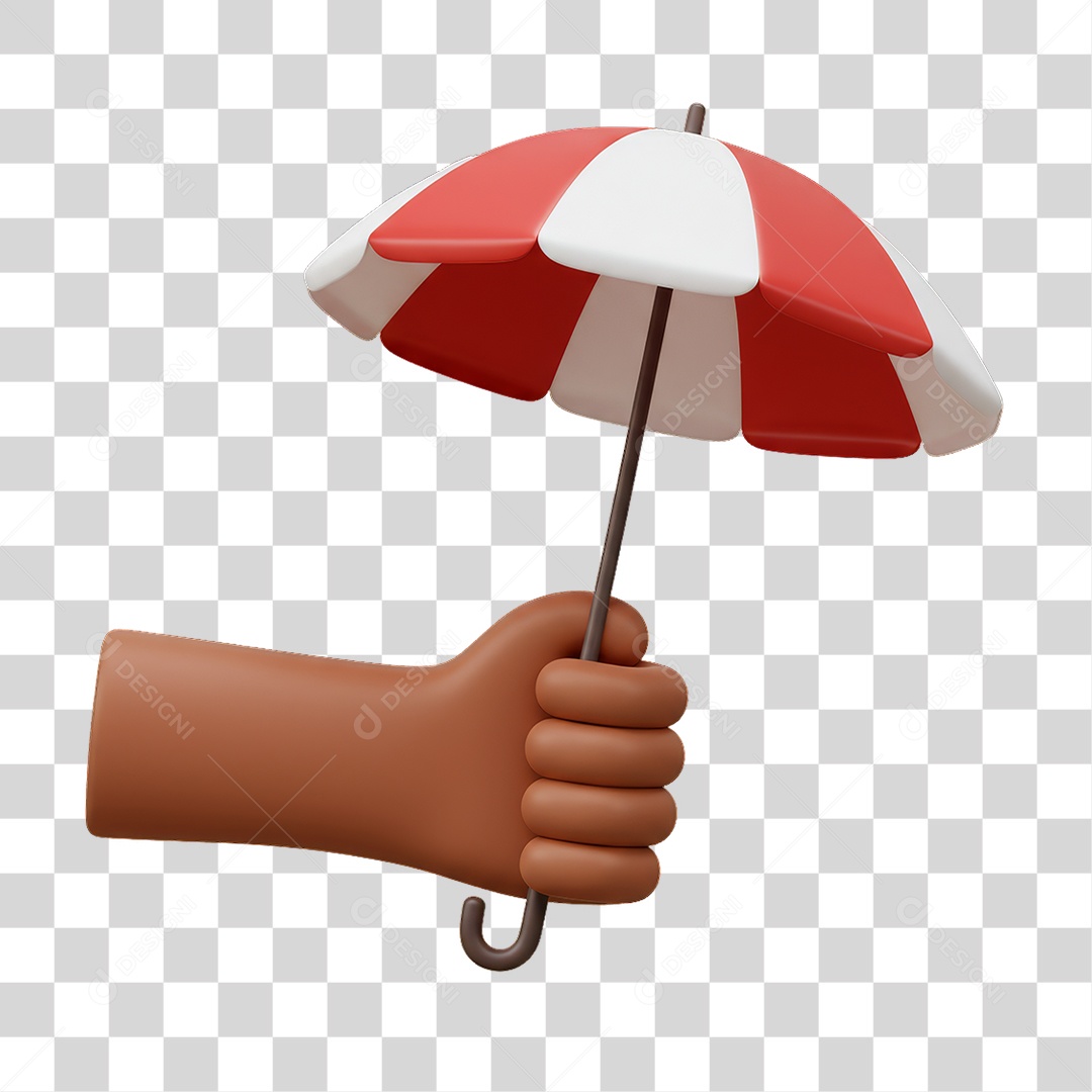 Elemento 3D Mão Segurando Guarda Chuva PNG Transparente