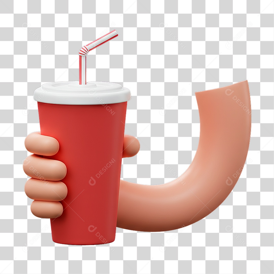 Elemento 3D Mão Segurando Copo de Bebida PNG Transparente