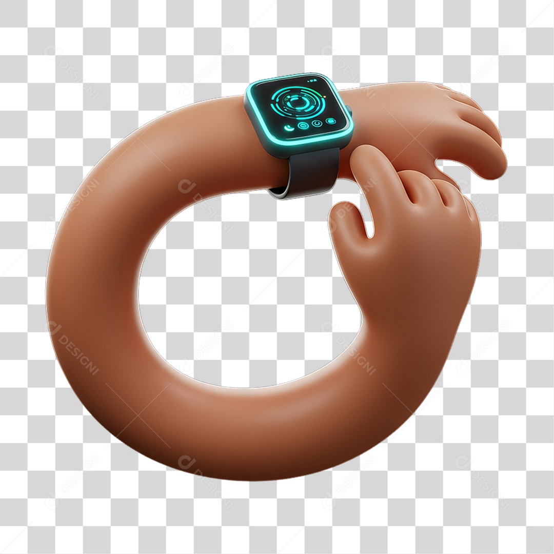 Elemento 3D Mão com Relógio PNG Transparente