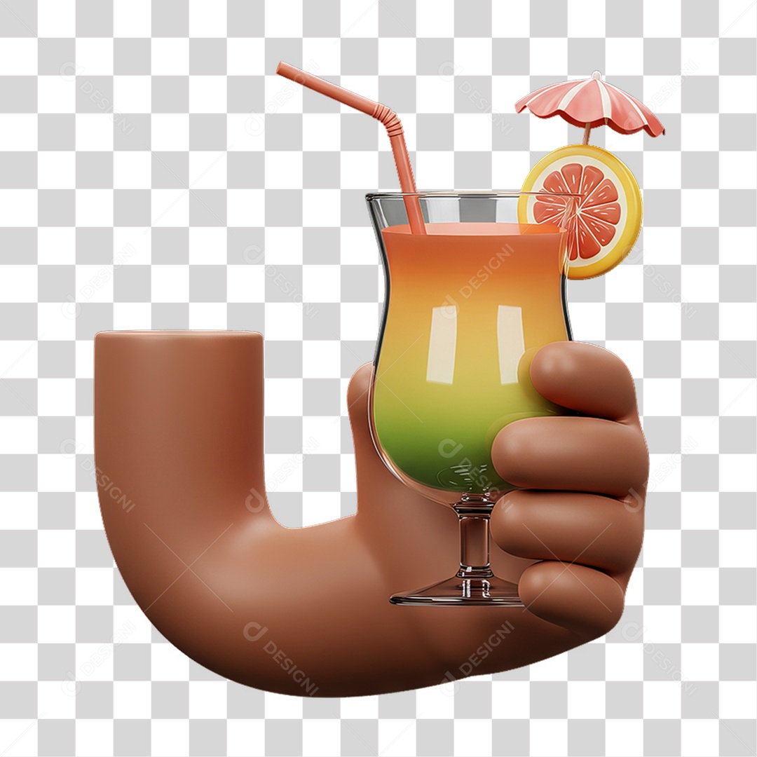 Elemento 3D Mão Segurando Copo de Bebida PNG Transparente