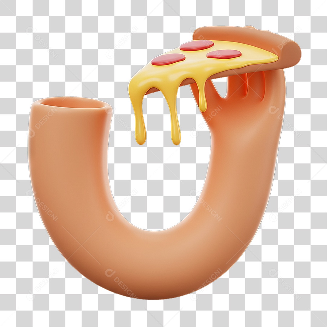Elemento 3D Mão Segurando Fatia de Pizza PNG Transparente