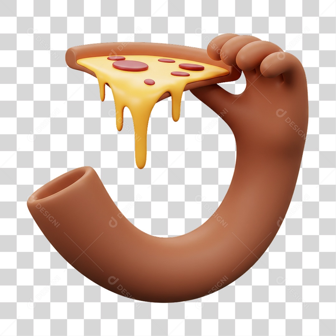 Elemento 3D Mão Segurando Fatia de Pizza PNG Transparente
