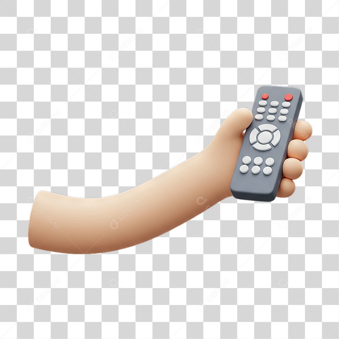 Elemento 3D Mão Segurando Controle de Televisão PNG Transparente