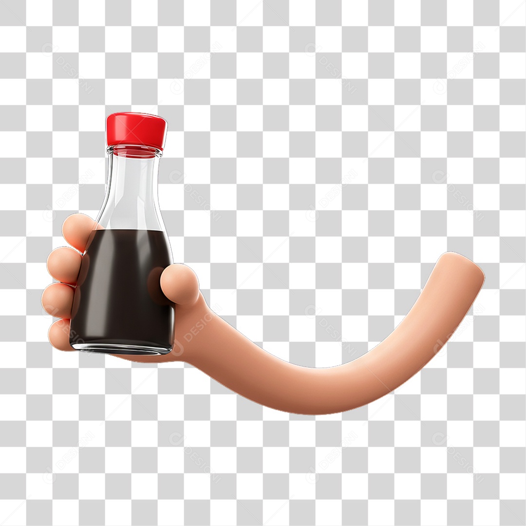Elemento 3D Mão Segurando Garrafa PNG Transparente