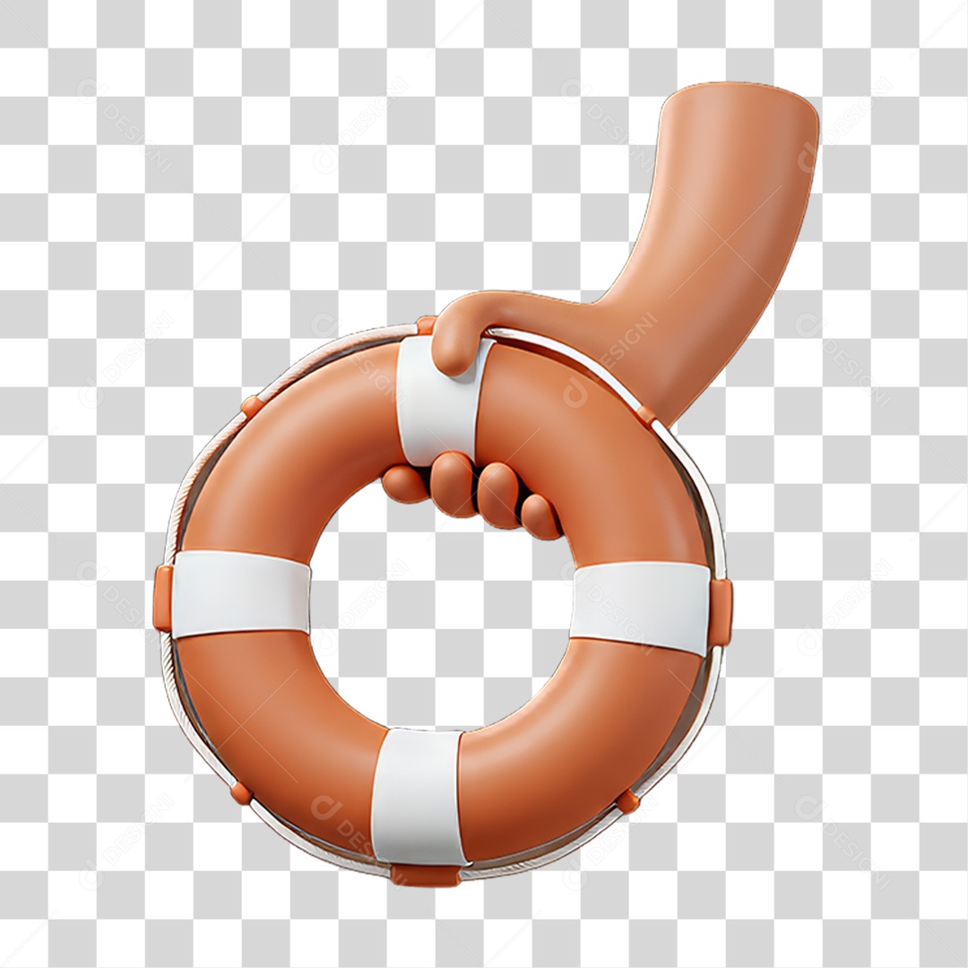 Elemento 3D Mão Segurando Boia Salva Vidas PNG Transparente