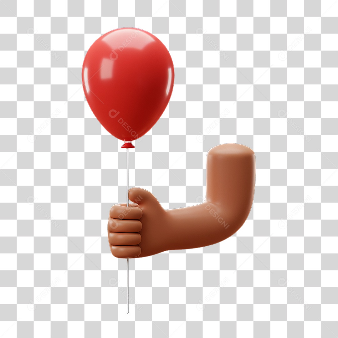Elemento 3D Mão Segurando Balão de Ar PNG Transparente