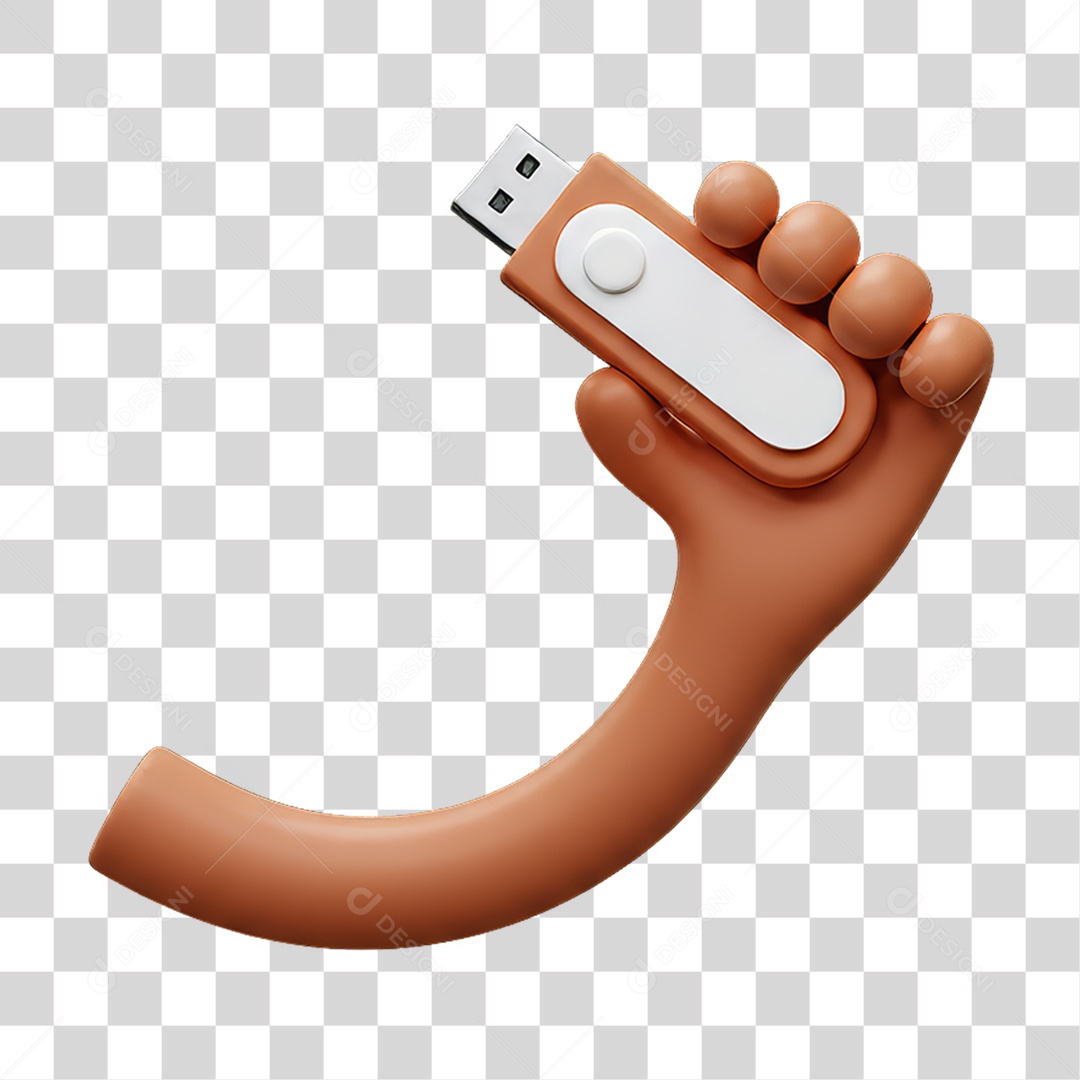Elemento 3D Mão Segurando Pen Driver PNG Transparente