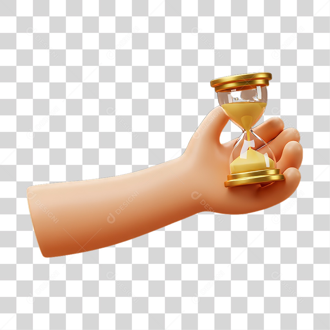 Elemento 3D Mão Segurando Ampulheta PNG Transparente