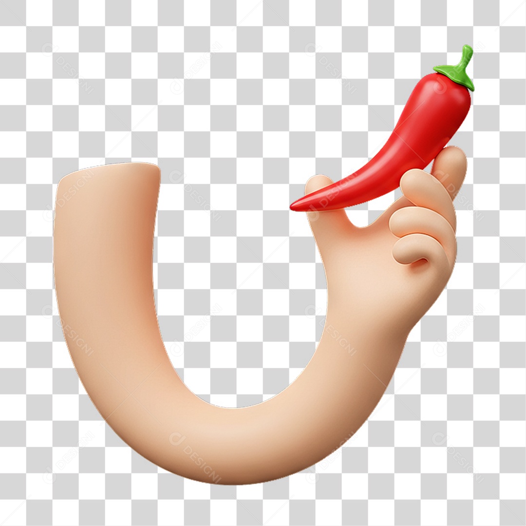 Elemento 3D Mão Segurando Pimenta PNG Transparente