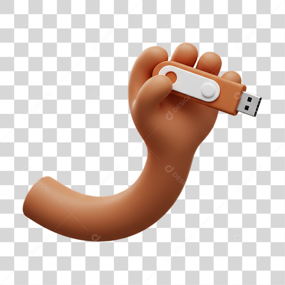 Elemento 3D Mão Segurando Pen Driver PNG Transparente