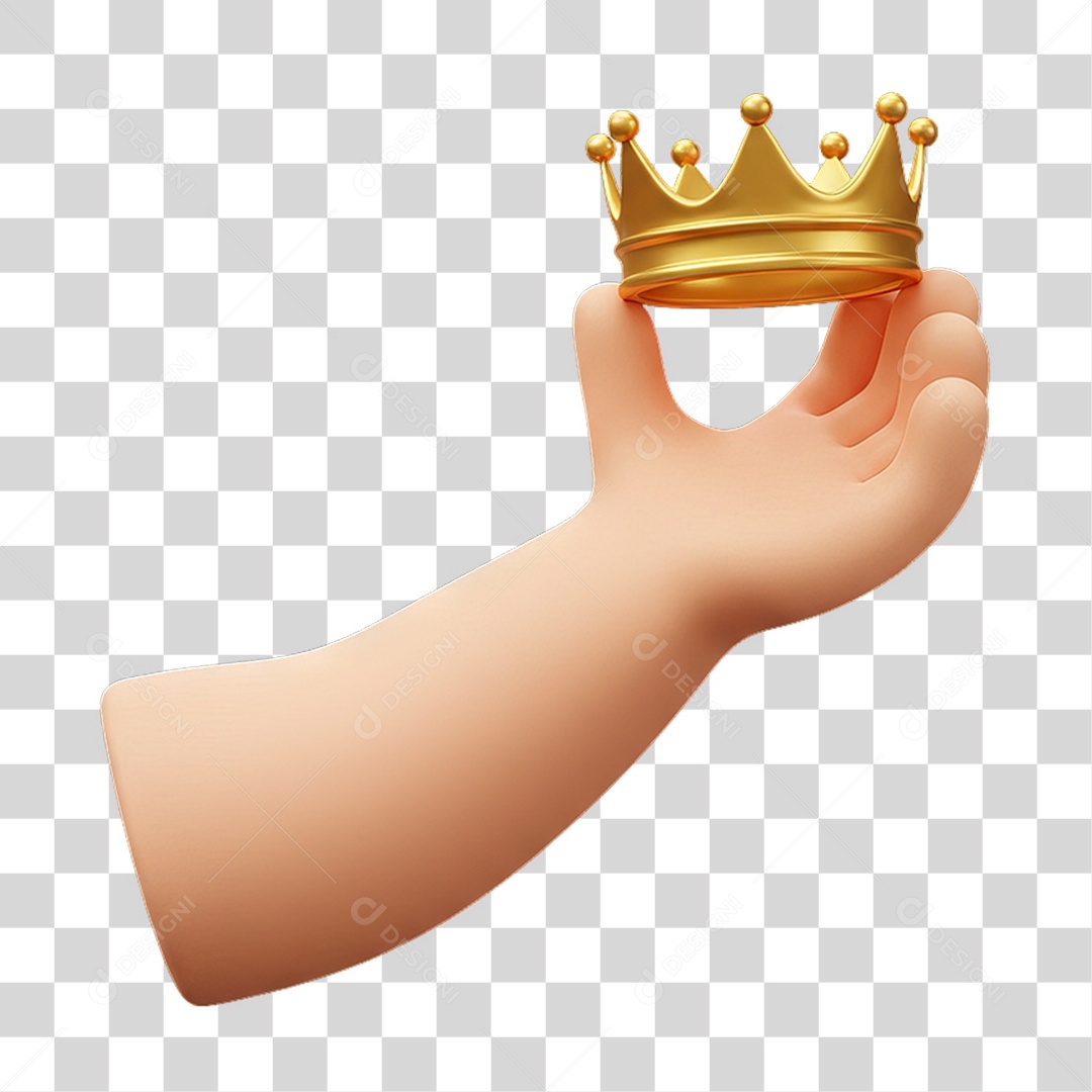 Elemento 3D Mão Segurando Coroa PNG Transparente