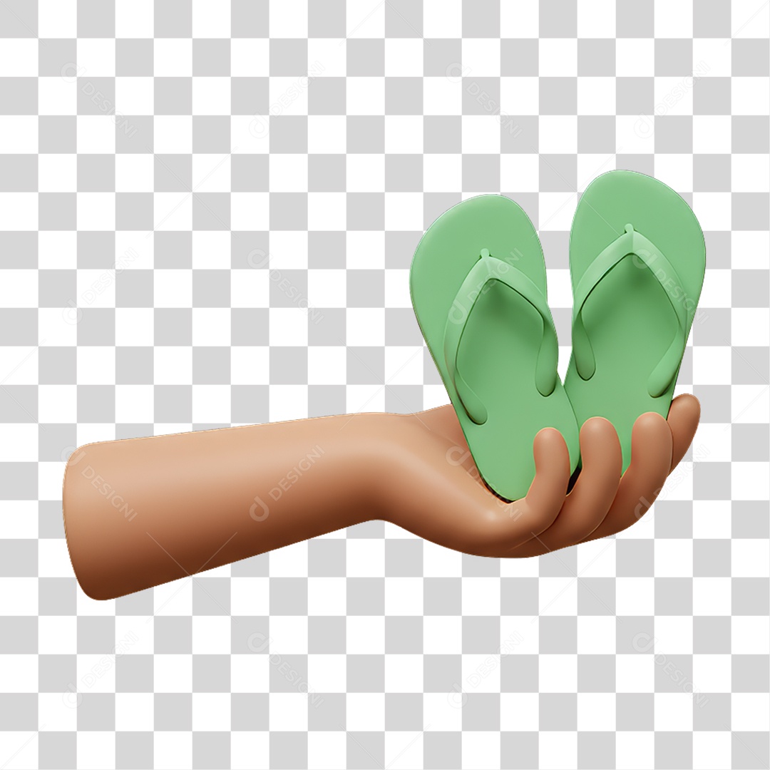 Elemento 3D Mão Segurando Par de Chinelas PNG Transparente