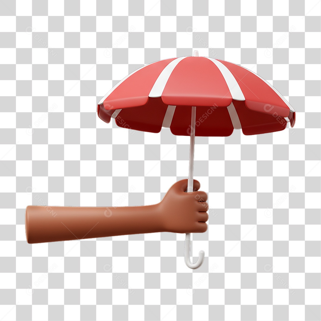 Elemento 3D Mão Segurando Guarda Chuva PNG Transparente