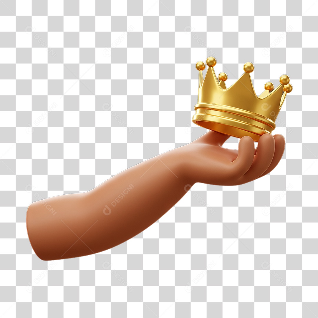 Elemento 3D Mão Segurando Coroa PNG Transparente